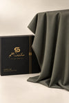Premium Olive Grey Solid Wash & Wear Fabric – Luxury Men’s Suiting / Shalwar Kameez