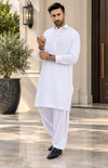 Men’s Premium White Shalwar Kameez | Elegant Pakistani Traditional Wear