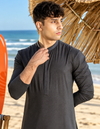 Men’s Premium Charcoal Black Kurta | Modern Pakistani Traditional Wear